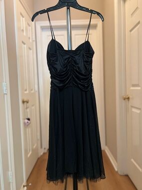 XOXO Black Ruched Bodice Midi Dress with Sparkle